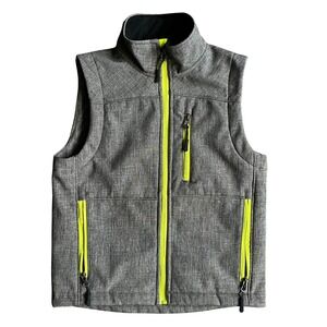 Pintlar Boys Softshell Fleece Lined Vest Grey Yellow Size‎ L Gorpcore Fall Layer